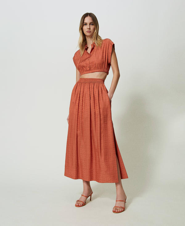 Long jacquard skirt with Oval T