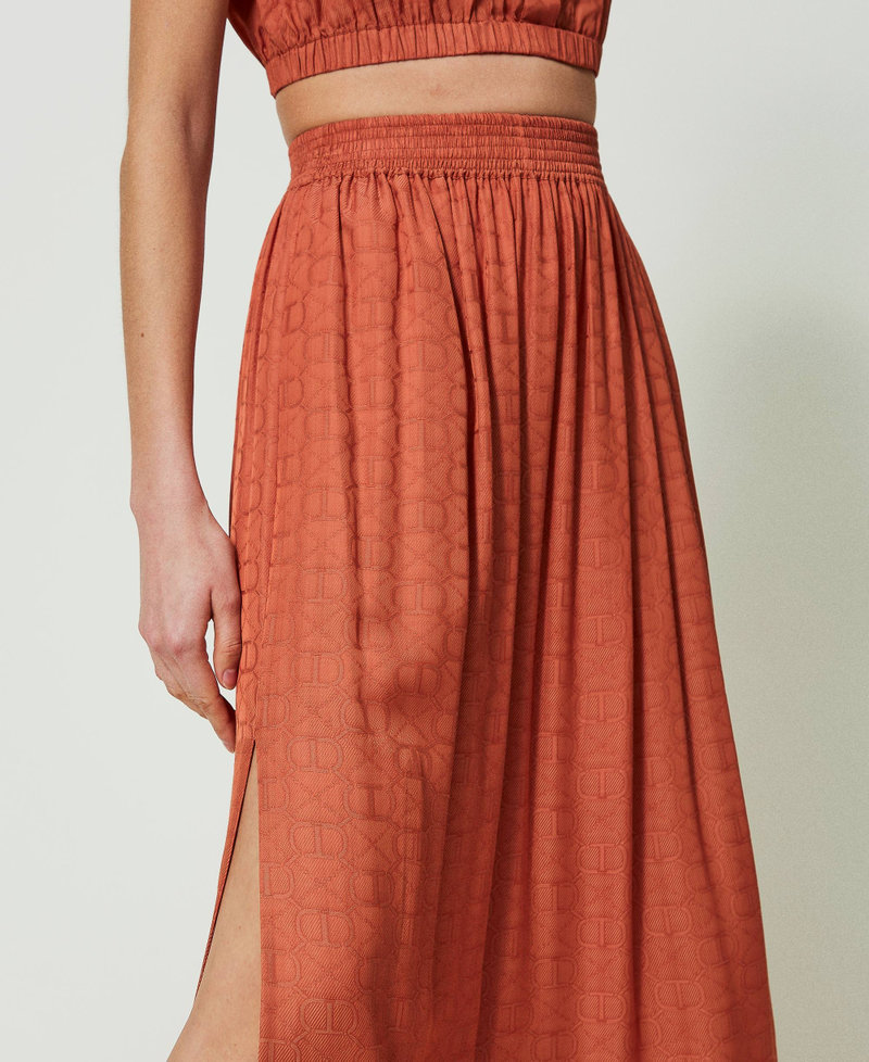 Long jacquard skirt with Oval T "Canyon Sunset" Orange Woman 241TT2243-04