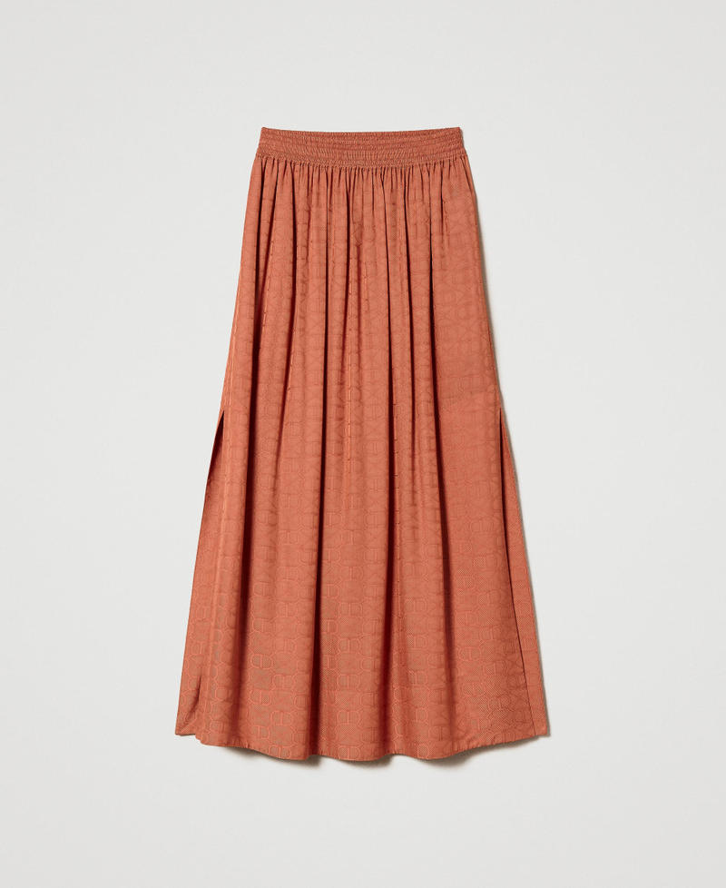 Long jacquard skirt with Oval T "Canyon Sunset" Orange Woman 241TT2243_11536_S0