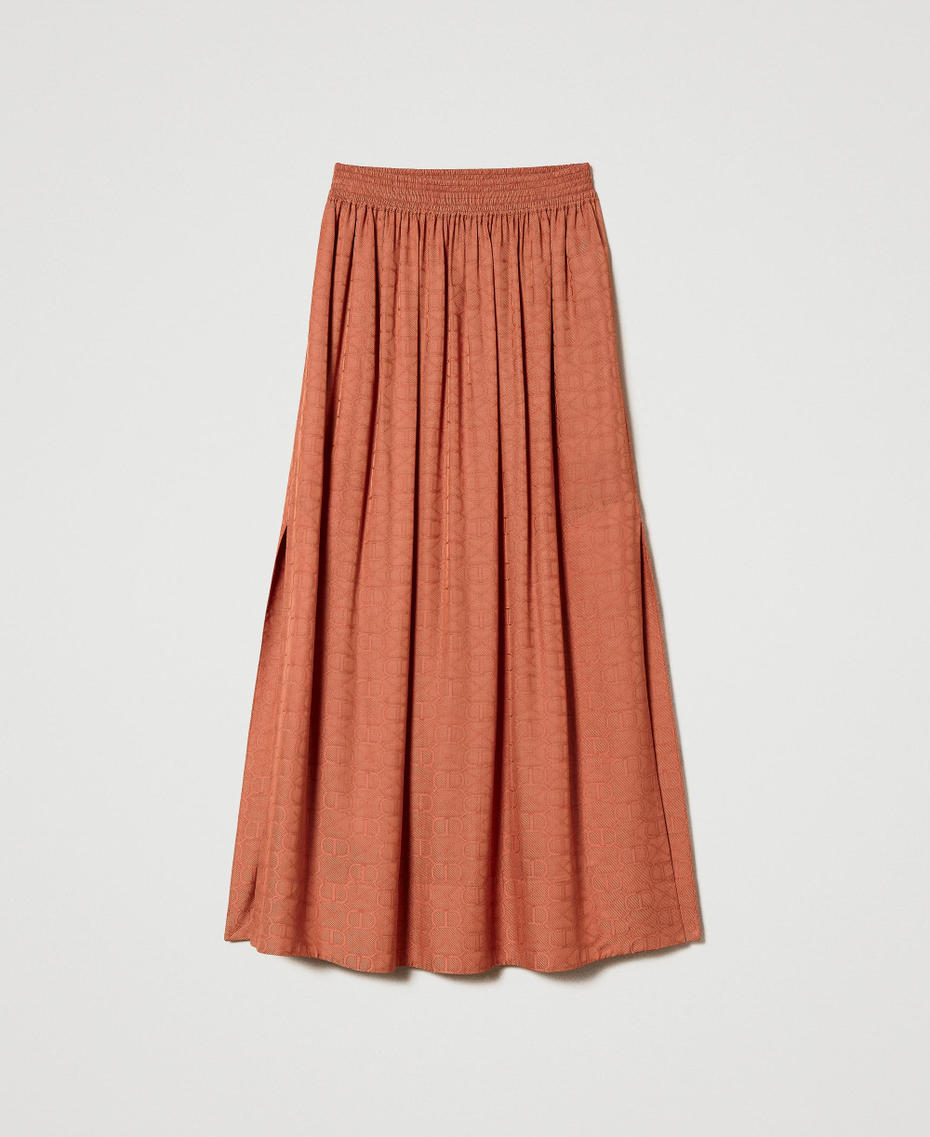 Long jacquard skirt with Oval T "Canyon Sunset" Orange Woman 241TT2243_11536_S0