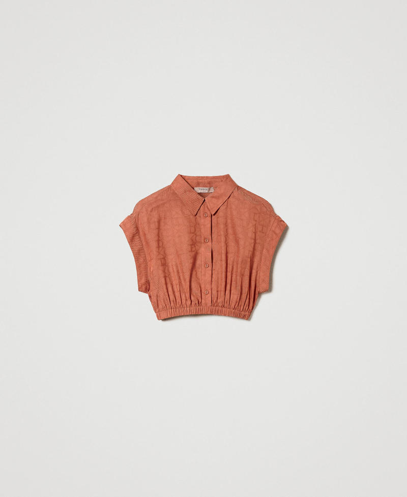 Cropped jacquard blouse with Oval T "Canyon Sunset" Orange Woman 241TT2244_11536_0S