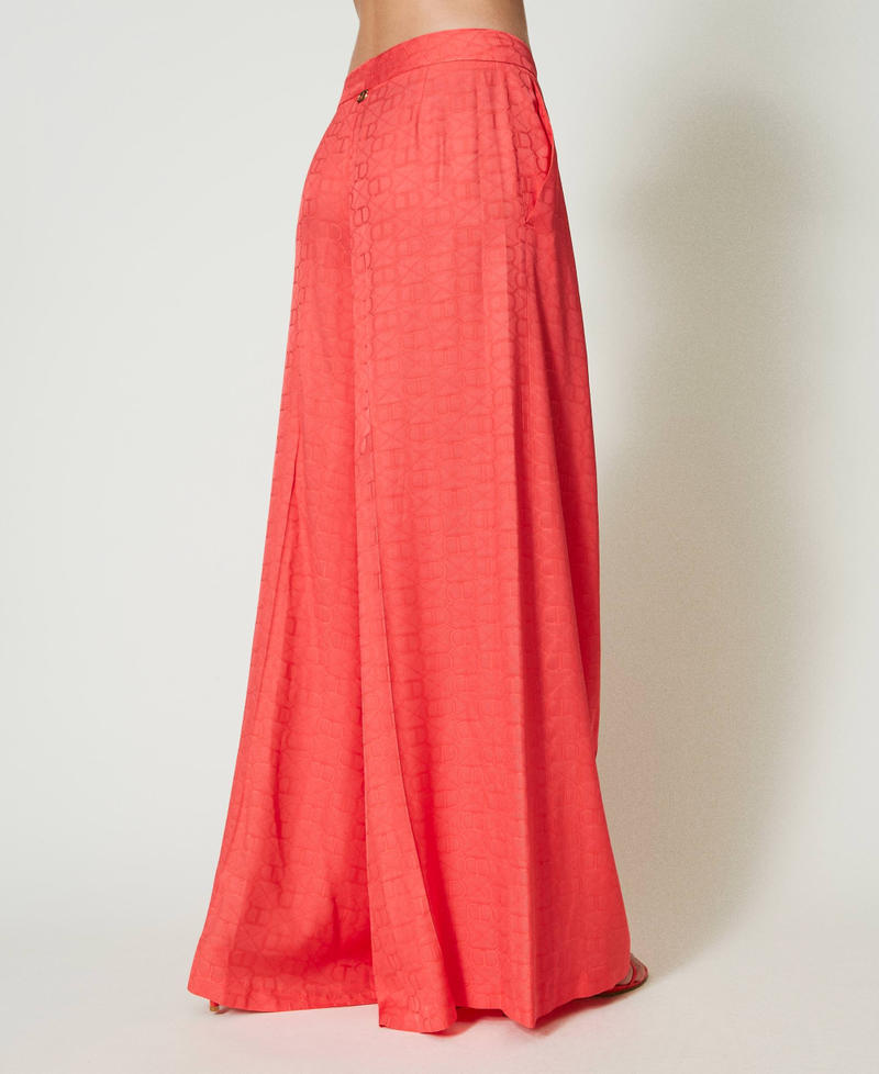 Жаккардовые брюки палаццо с Oval T Розовый "Блеск для губ" женщина 241TT2246-03