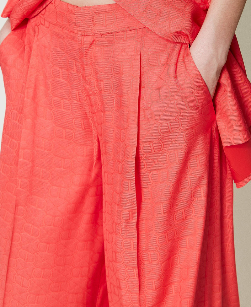 Жаккардовые брюки палаццо с Oval T Розовый "Блеск для губ" женщина 241TT2246-04