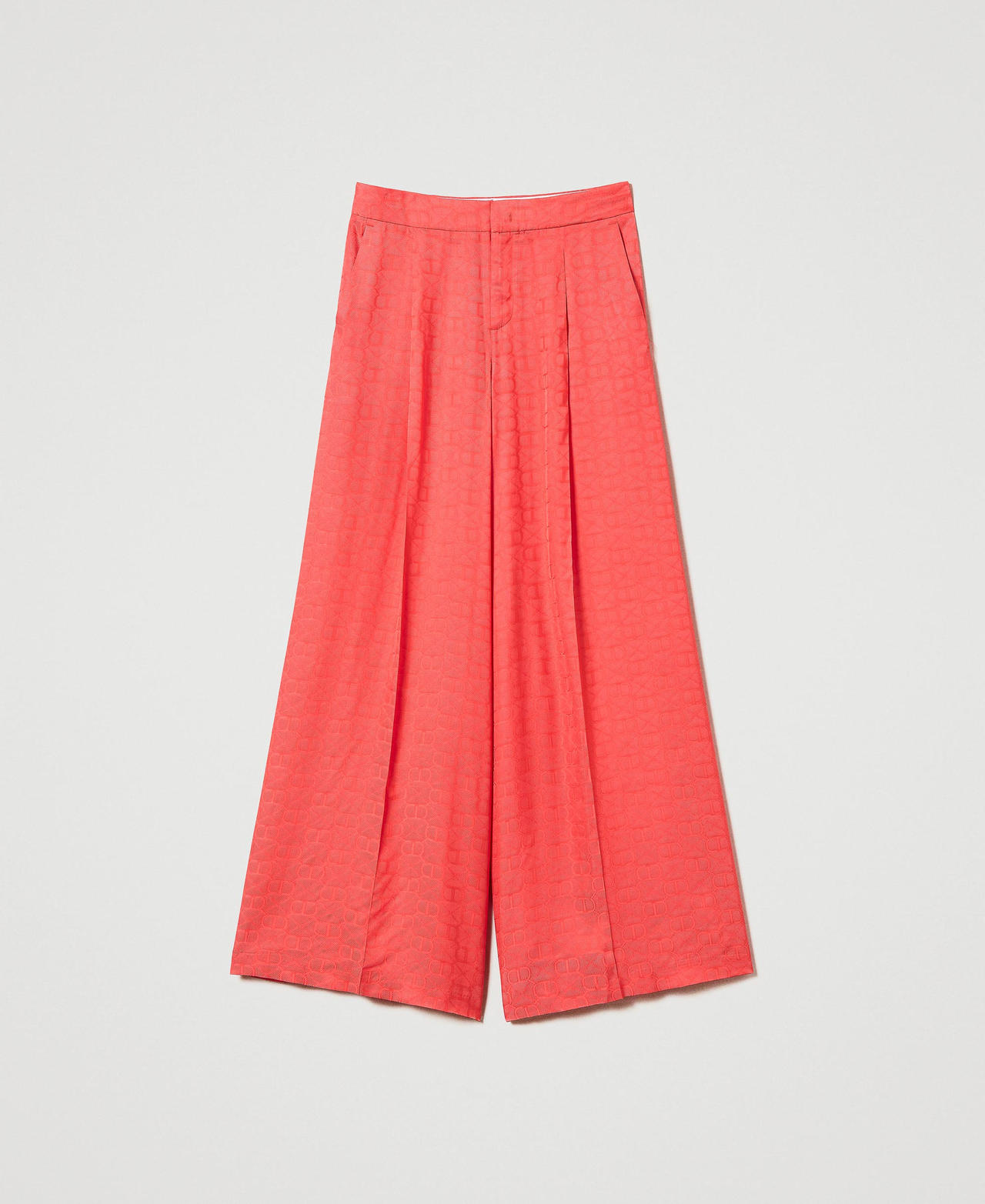 Жаккардовые брюки палаццо с Oval T Розовый "Блеск для губ" женщина 241TT2246-0S