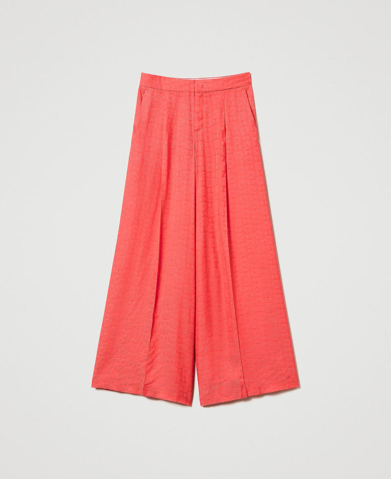 Жаккардовые брюки палаццо с Oval T Розовый "Блеск для губ" женщина 241TT2246-0S