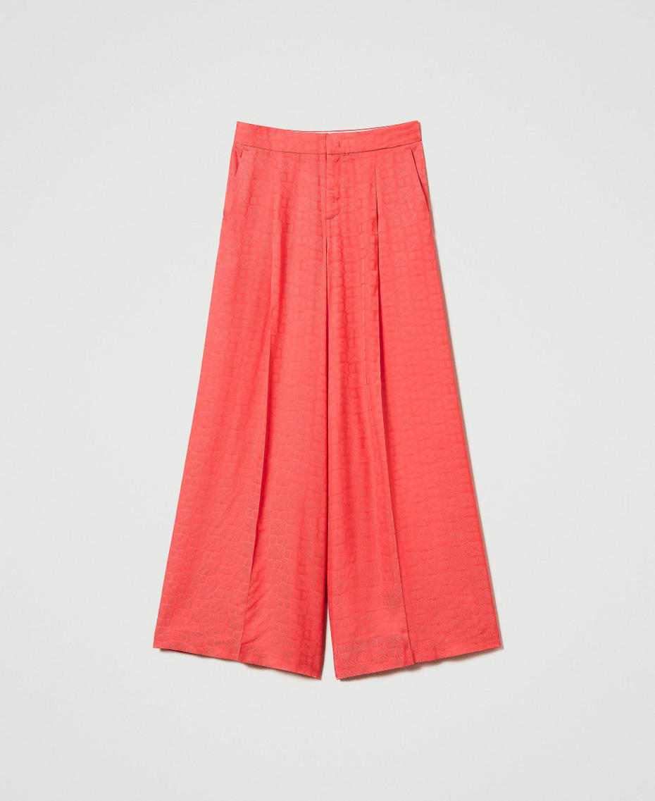 Pantalon palazzo jacquard avec Oval T