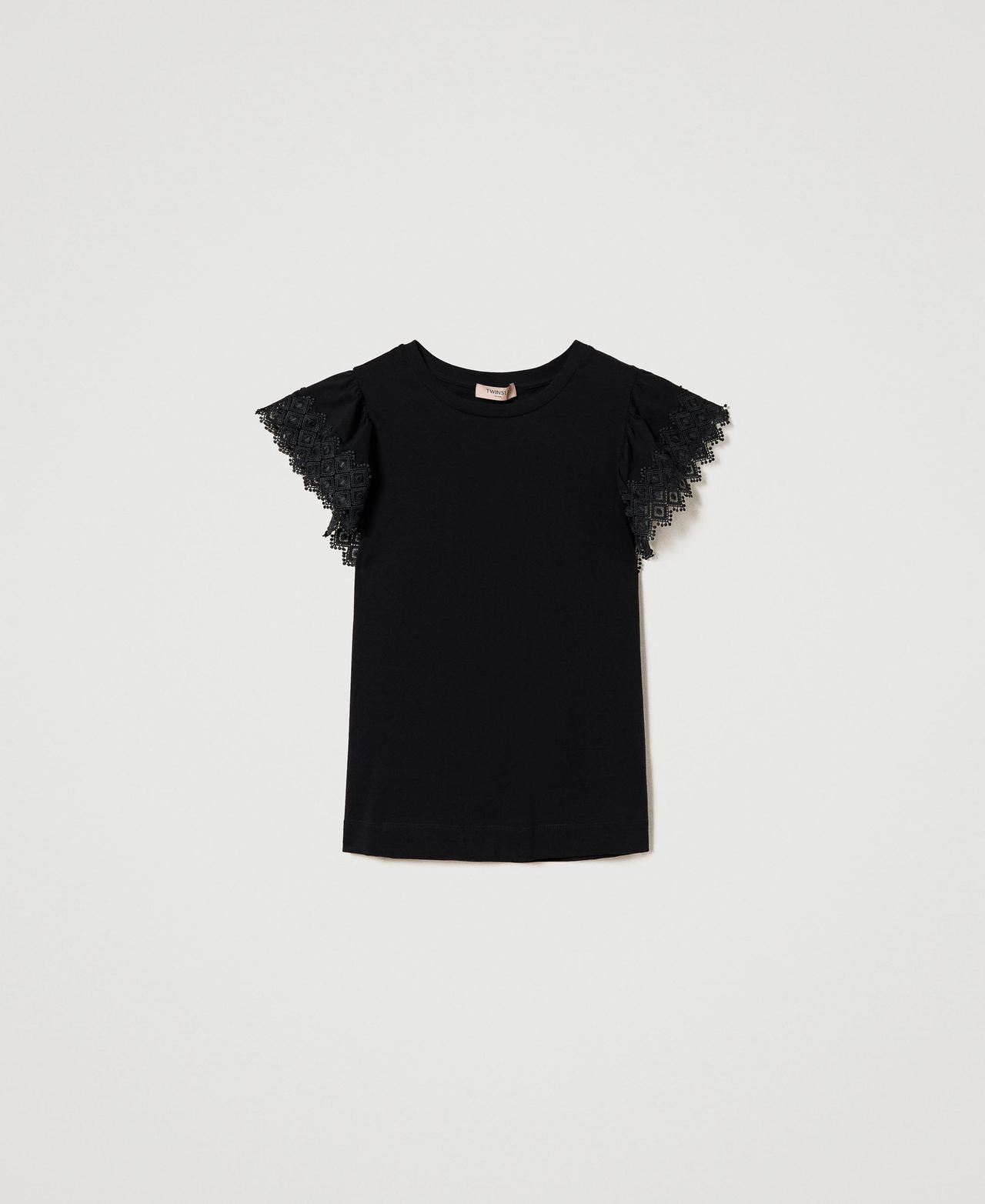 T-shirt avec manches en macramé