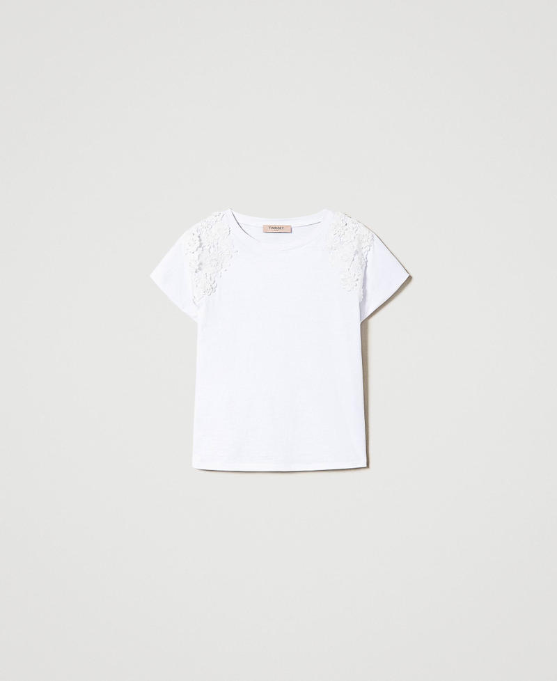 T-Shirt mit floralen Applikationen Weiß Frau 241TT2270-0S