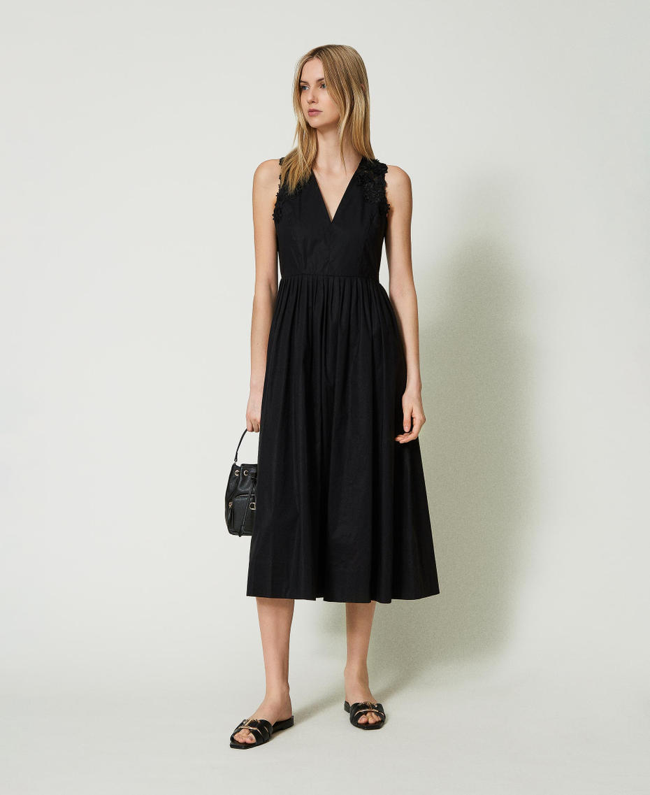 Robe combinée popeline jupe plissée