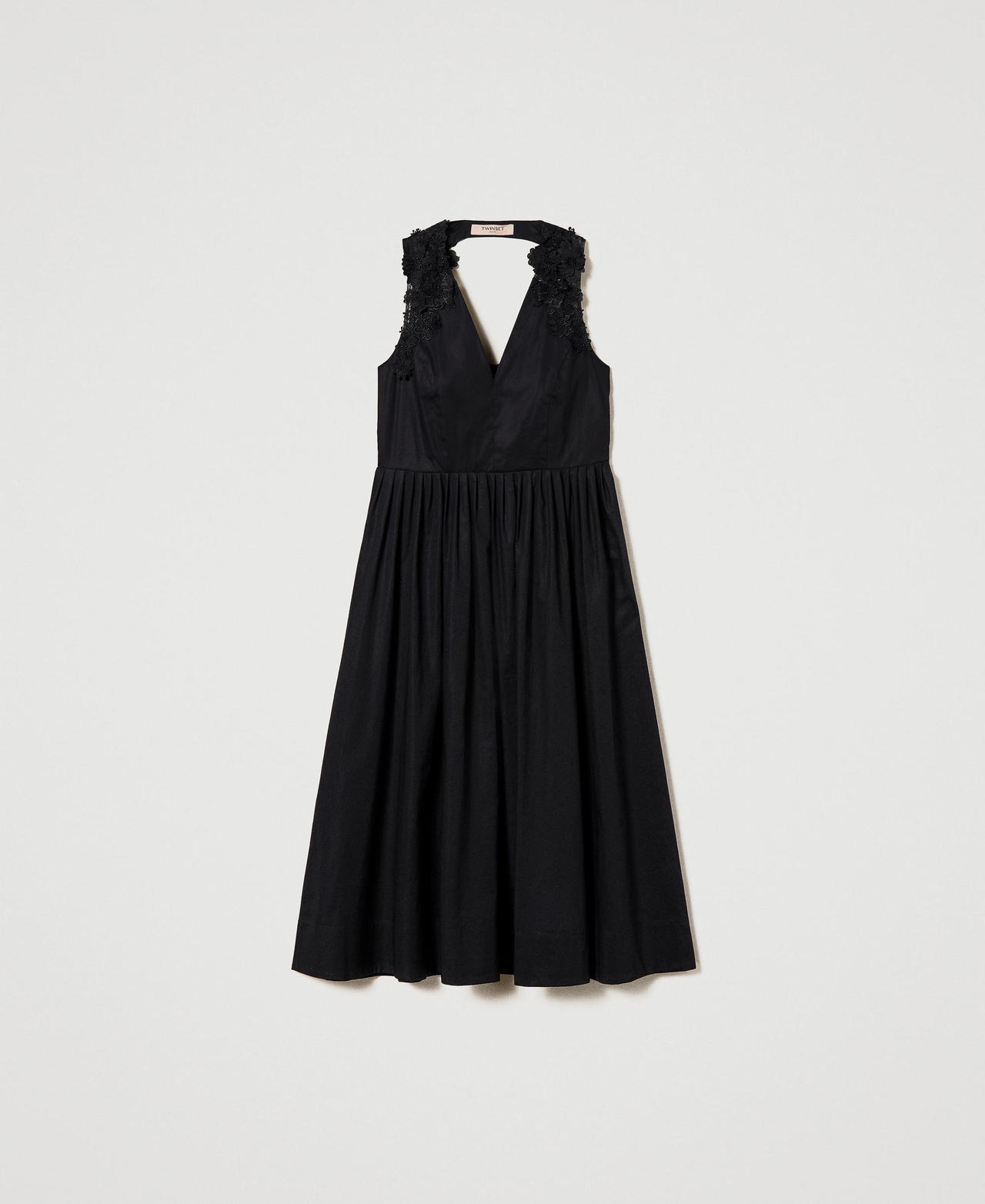 Robe midi en popeline avec Oval T