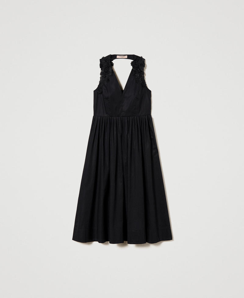 Robe midi en popeline avec Oval T