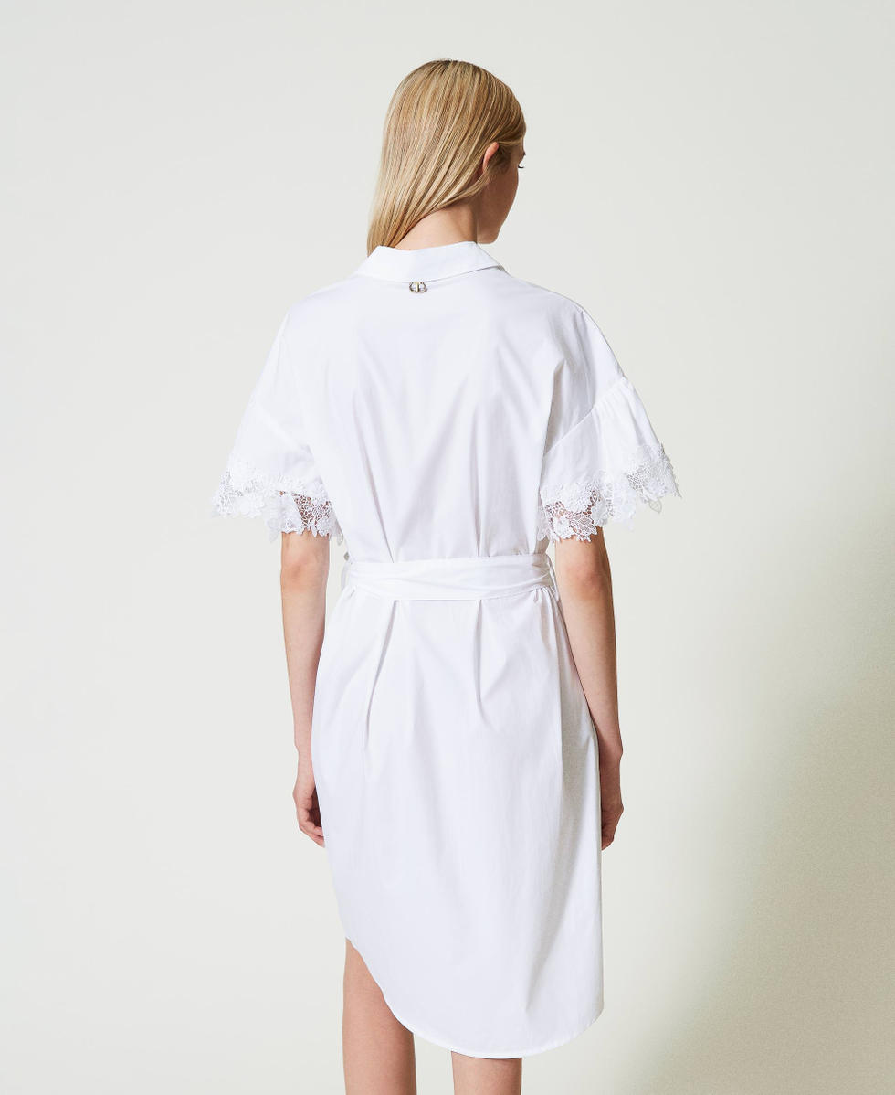 Midi poplin dress with floral patches