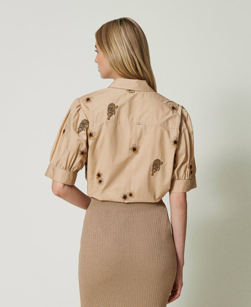 Poplin shirt with all over embroidery