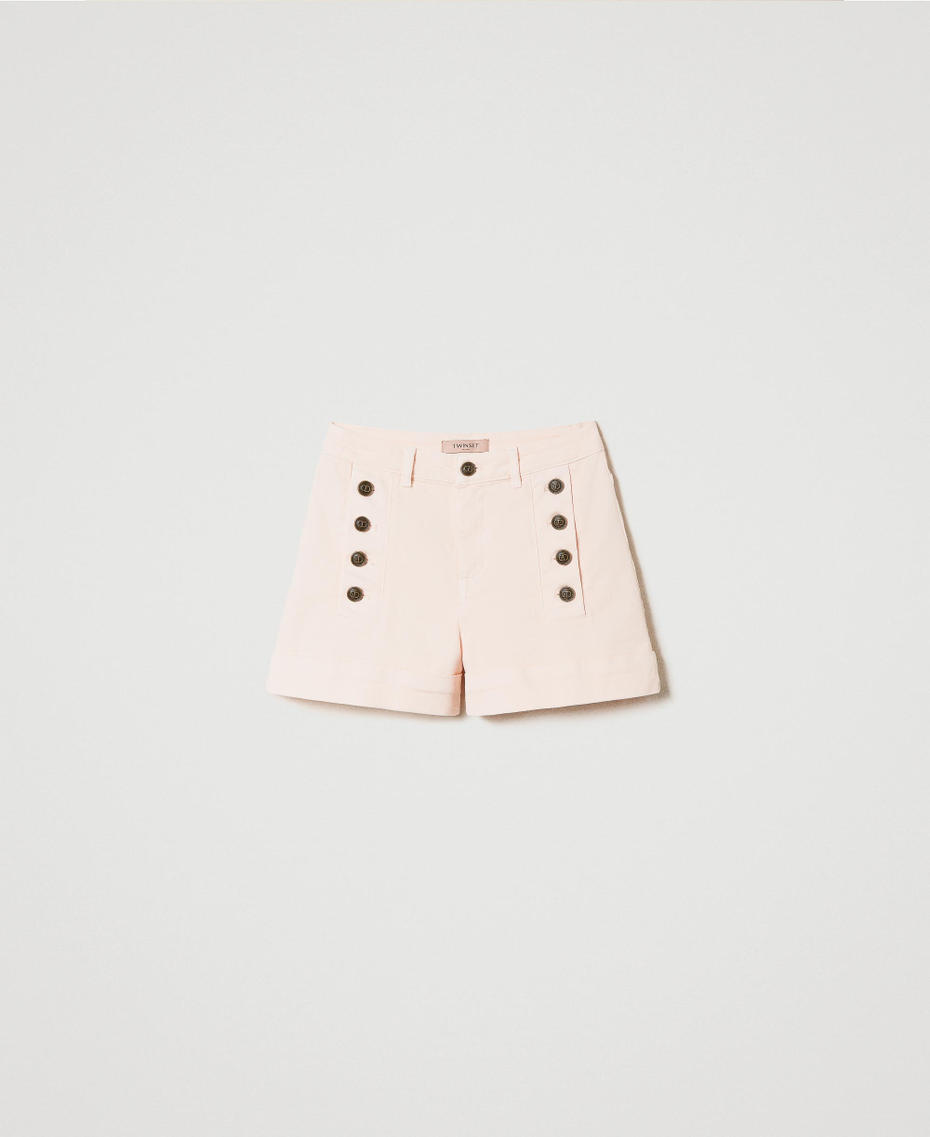 Drillich-Shorts mit Zierknöpfen „Pale Peach“-Rosa Frau 241TT2371-0S