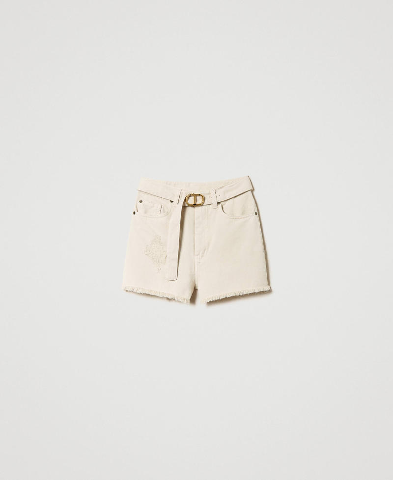 Shorts aus Bull-Denim mit „Oval T“-Gürtel