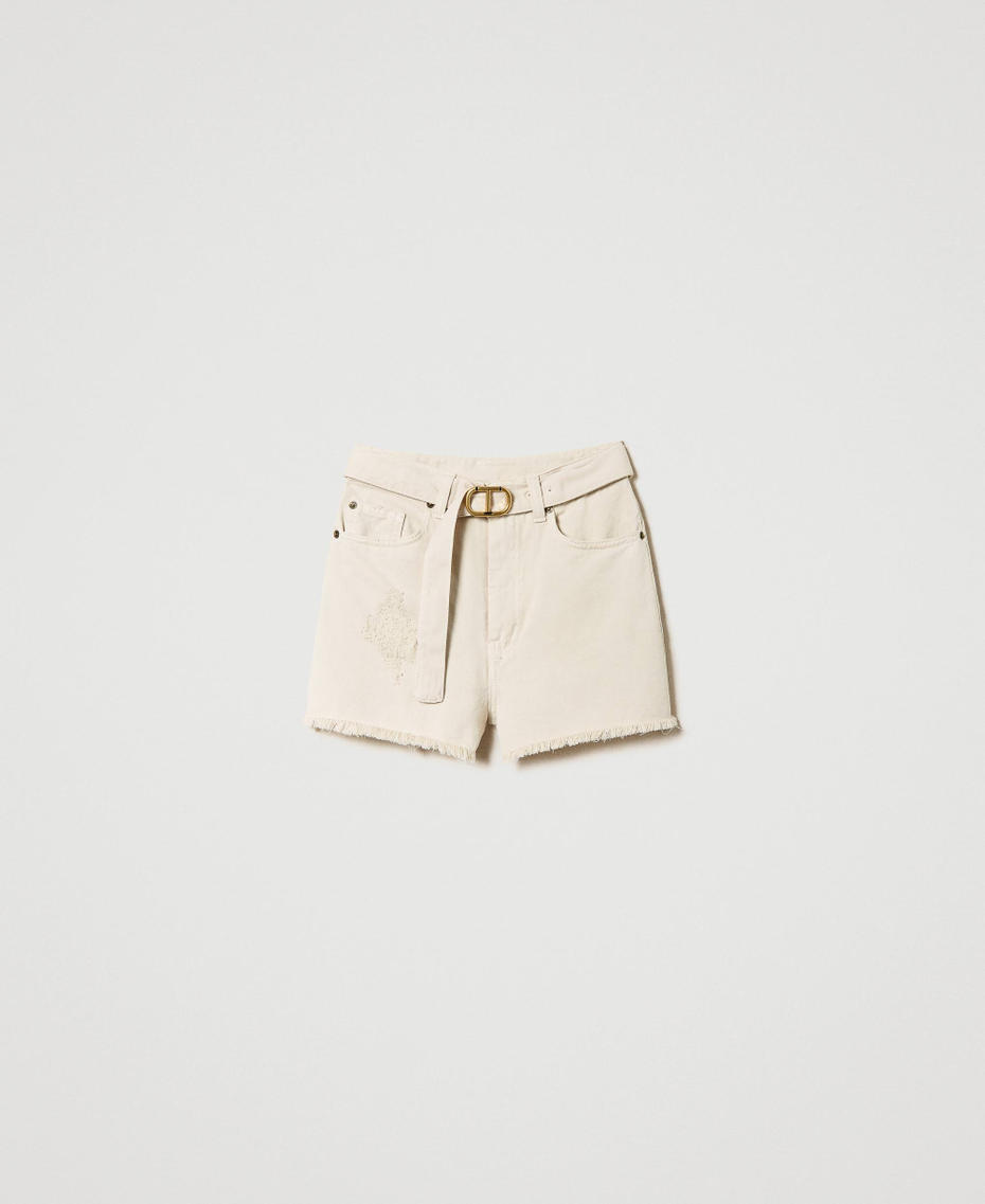 Shorts aus Bull-Denim mit „Oval T“-Gürtel