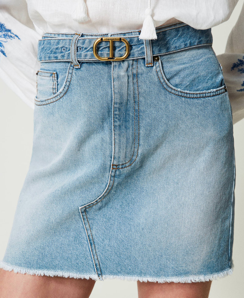 Mini-jupe en jean avec ceinture Oval T Denim Femme 241TT2391-04