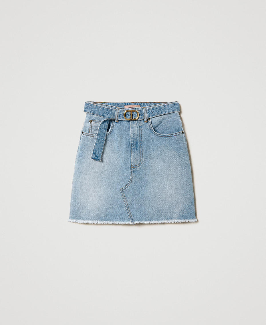 Mini-jupe en jean avec ceinture Oval T Denim Femme 241TT2391-0S