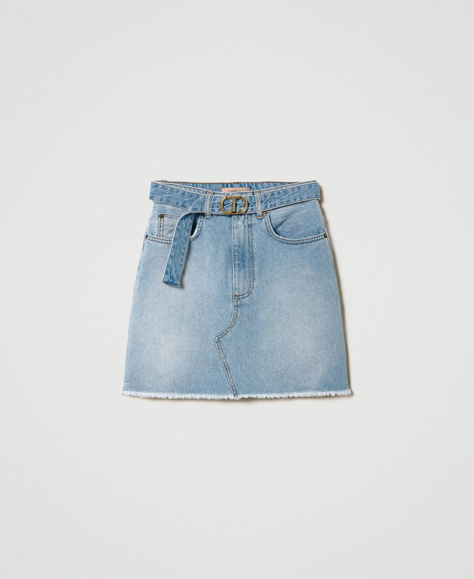Mini-jupe en jean avec ceinture Oval T Denim Femme 241TT2391_00078_S0