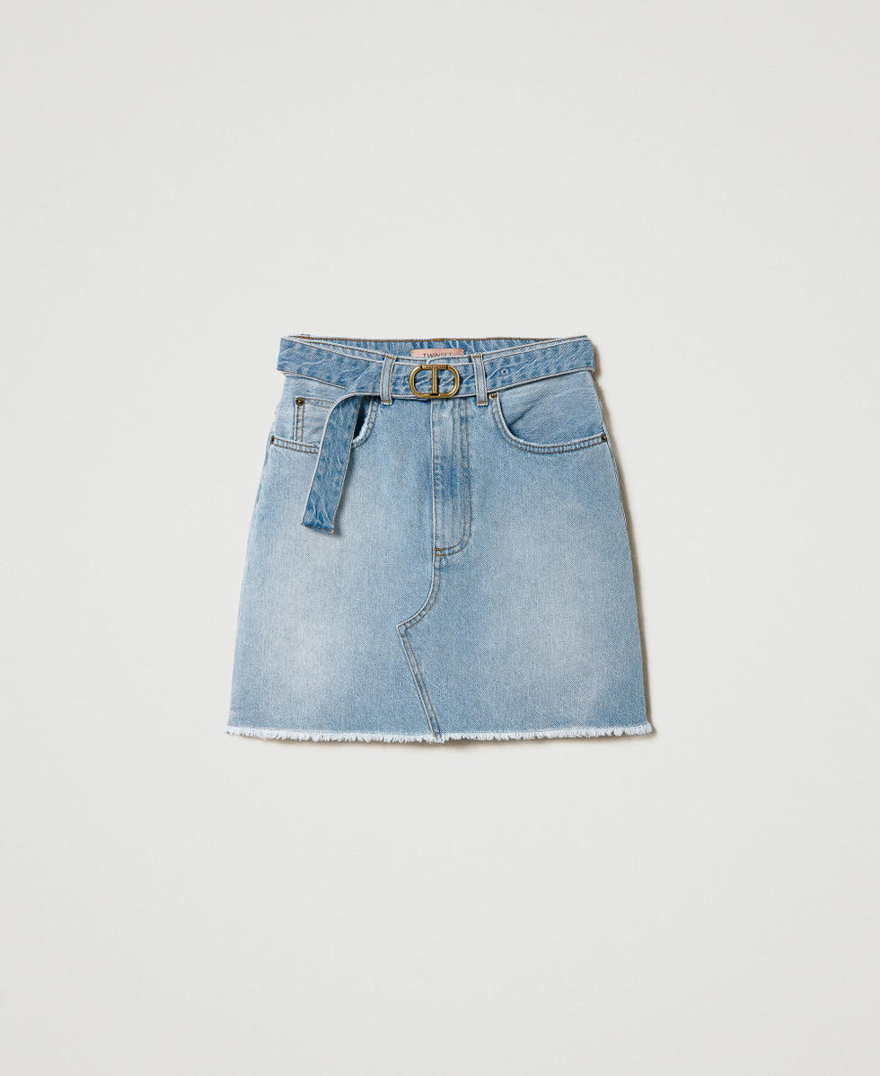 Mini-jupe en jean avec ceinture Oval T