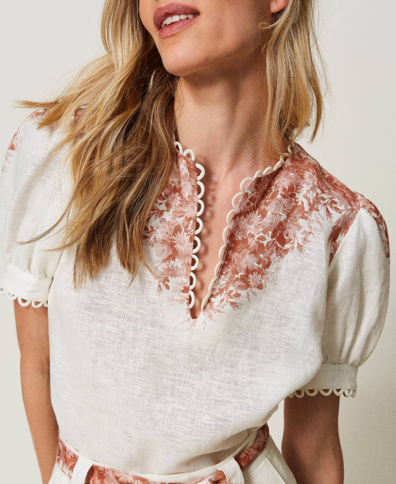 Blouse en lin avec imprimé floral