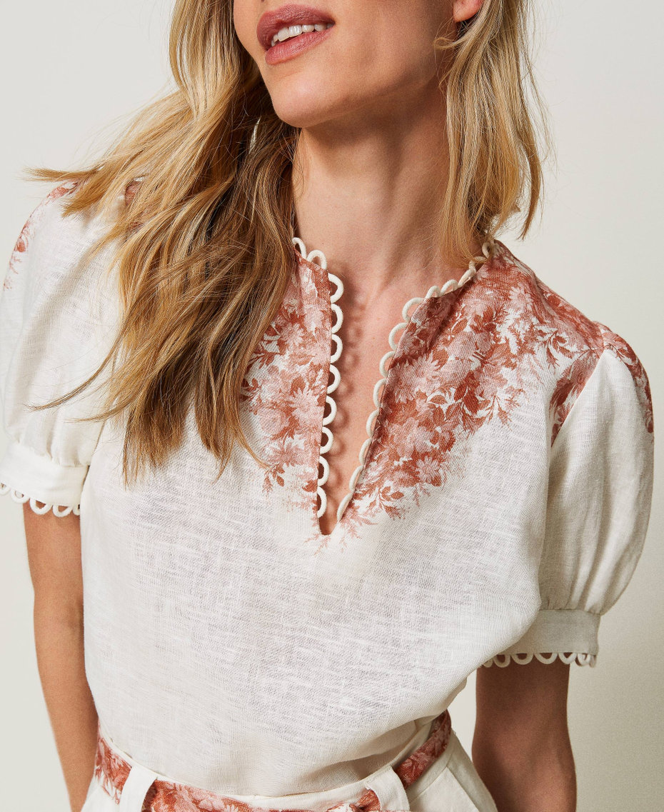 Blouse en lin avec imprimé floral