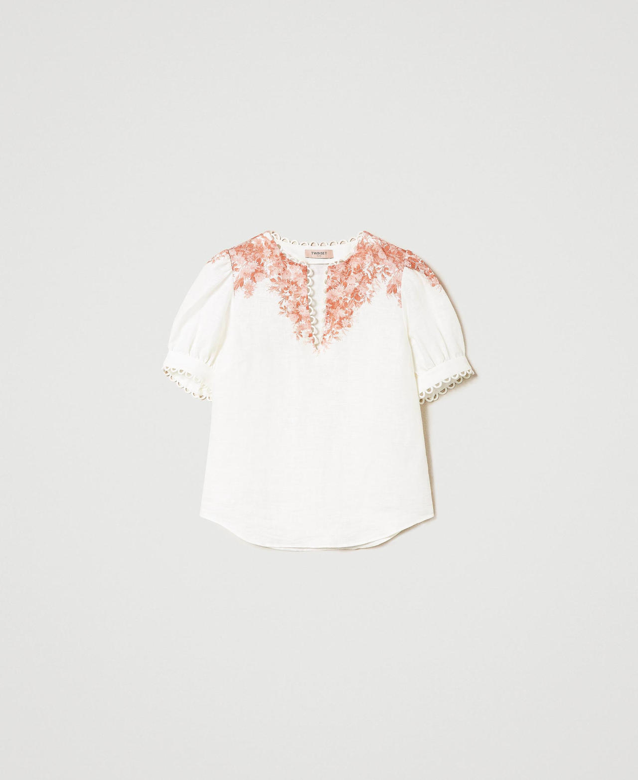 Blouse en lin avec imprimé floral