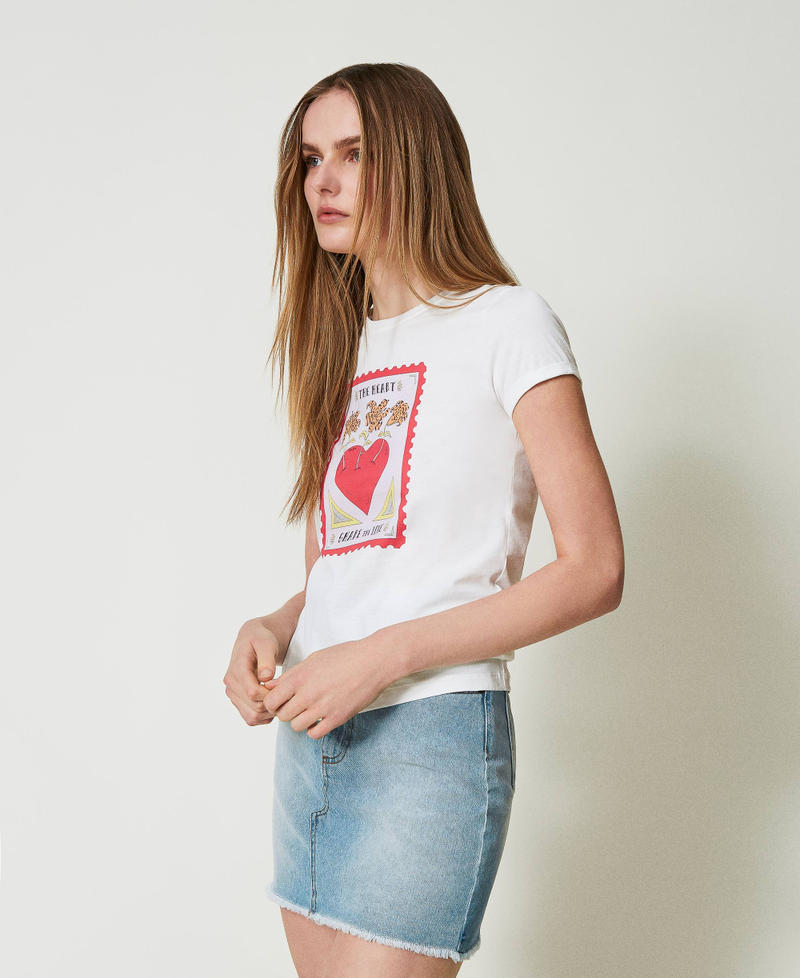 T-shirt slim Giglio Tigrato x Twinset Imprimé Cœur Rouge Femme 241TT2411-02