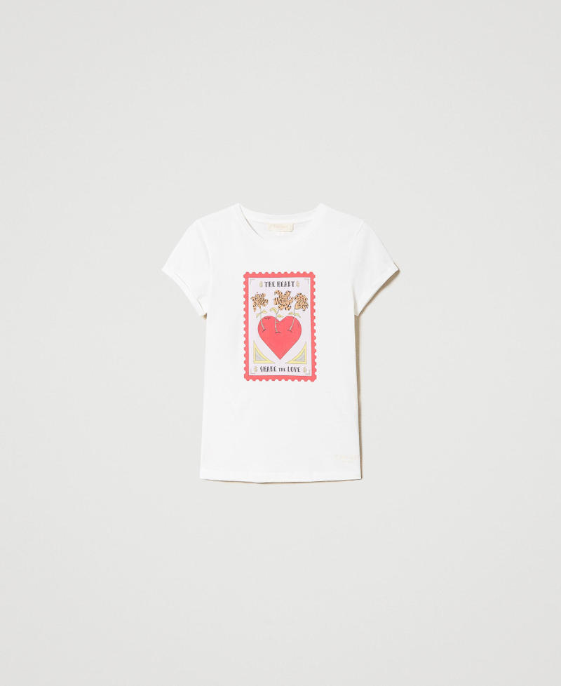T-shirt slim Giglio Tigrato x Twinset Stampa Red Heart Donna 241TT2411-0S