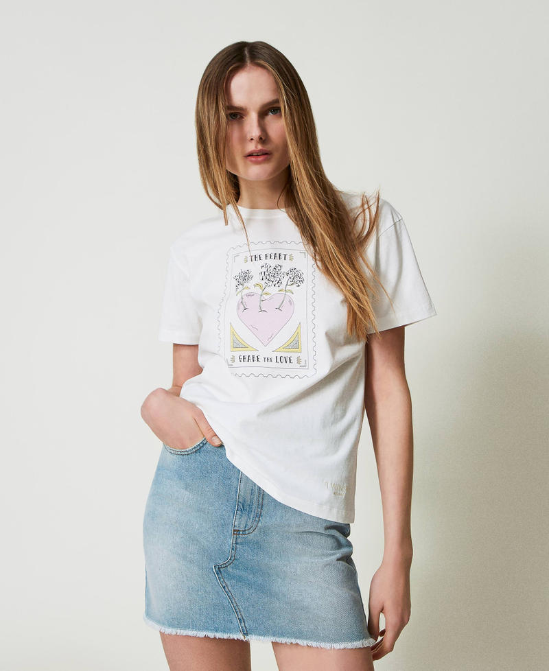 T-Shirt im Regular-Fit von Giglio Tigrato x Twinset Print Pink Heart Frau 241TT2412-01