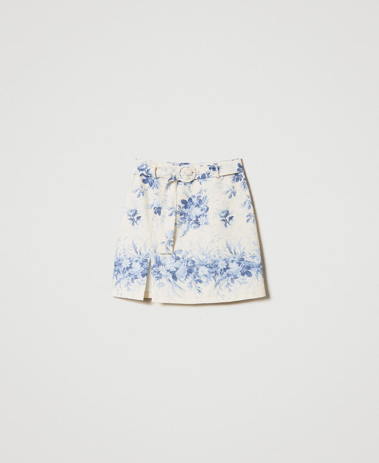ミニスカート VALENTINO SS25 Printed linen skirt (6B3RACG1950 QPL) Valentino Floral-embroidered Mini Skirt - Runway Catalog