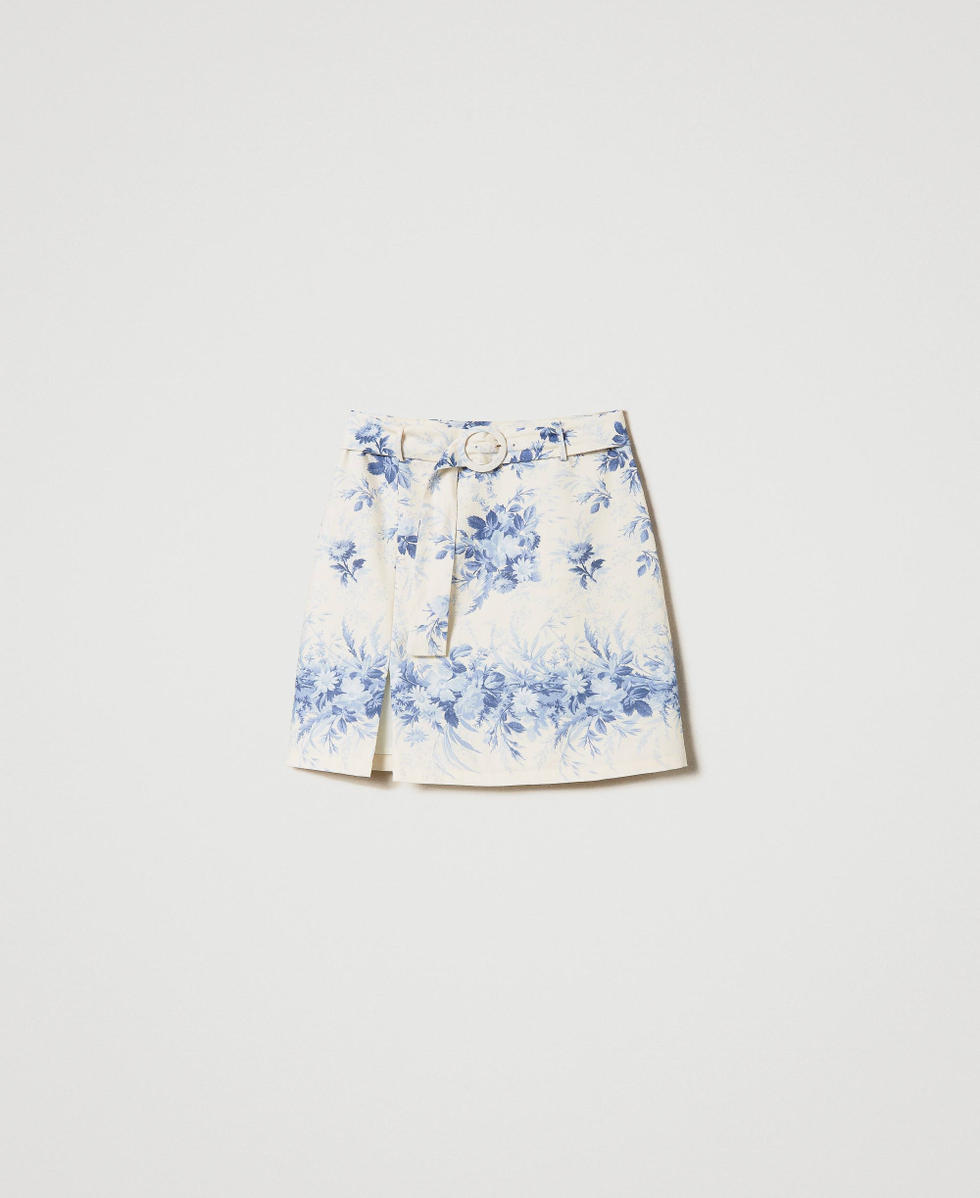 ミニスカート VALENTINO SS25 Printed linen skirt (6B3RACG1950 QPL) VALENTINO GARAVANI Embellished embroidered wool and silk