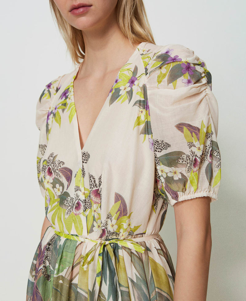 Robe longue en mousseline avec imprim&eacute;