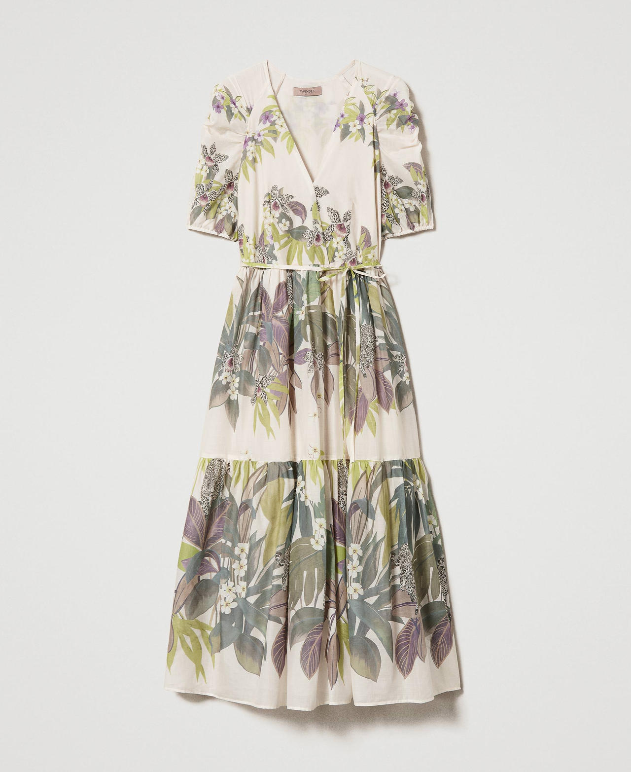 Long muslin dress with print