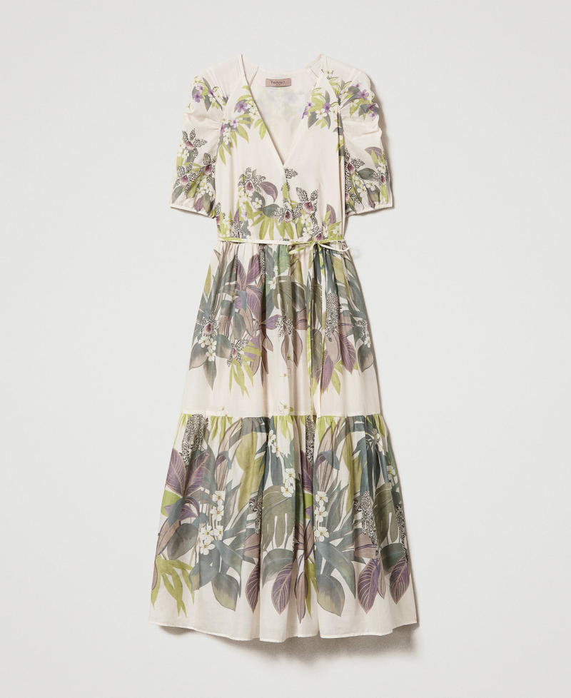 Long muslin dress with print