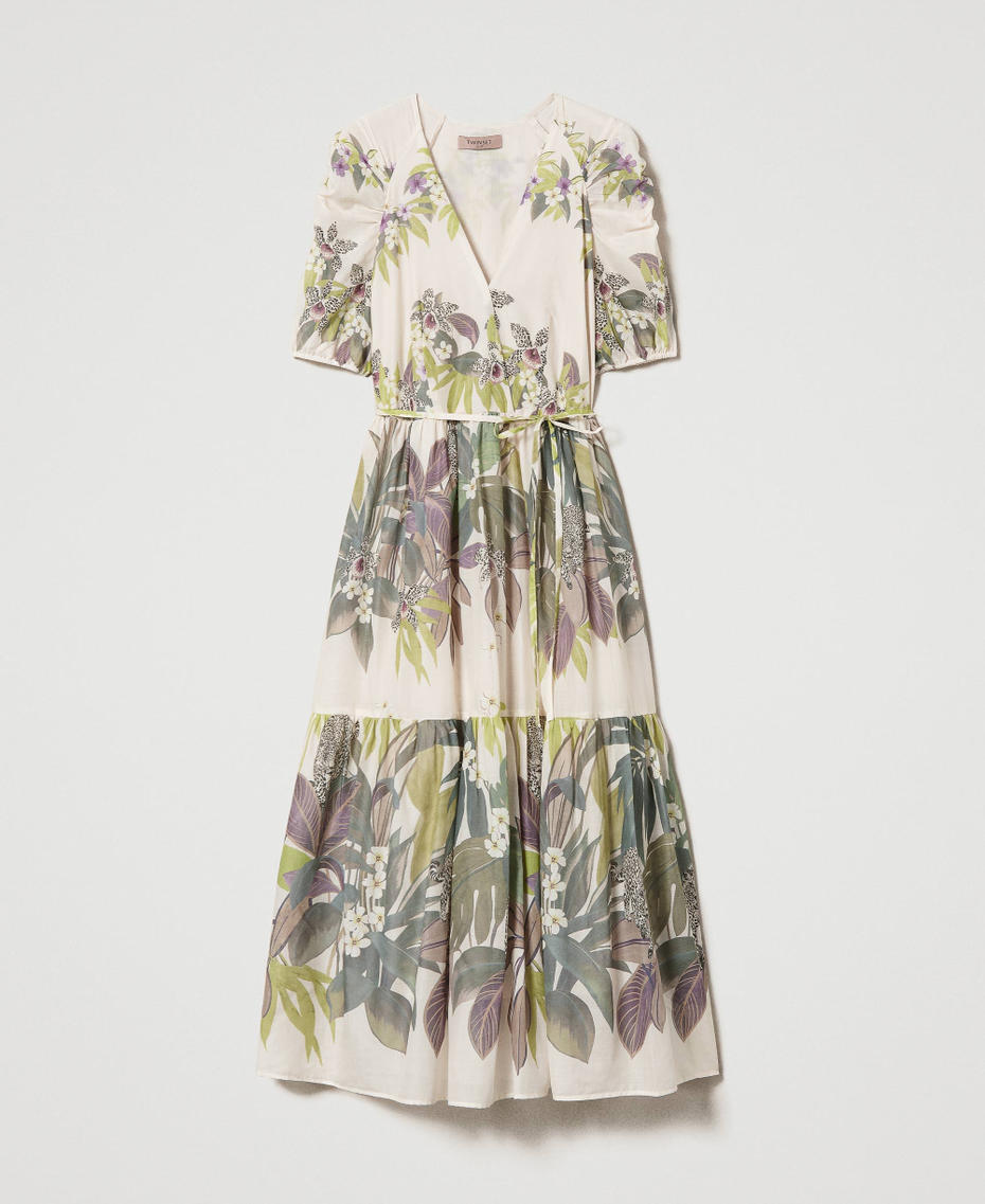 Long muslin dress with print