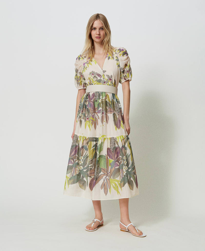 styleBREAKER Sciarpa triangolare in musselin con stampa leopardo, leggero e morbido, in cotone, perfetta per primavera ed estate, produzione italiana, colore:Arancione neon