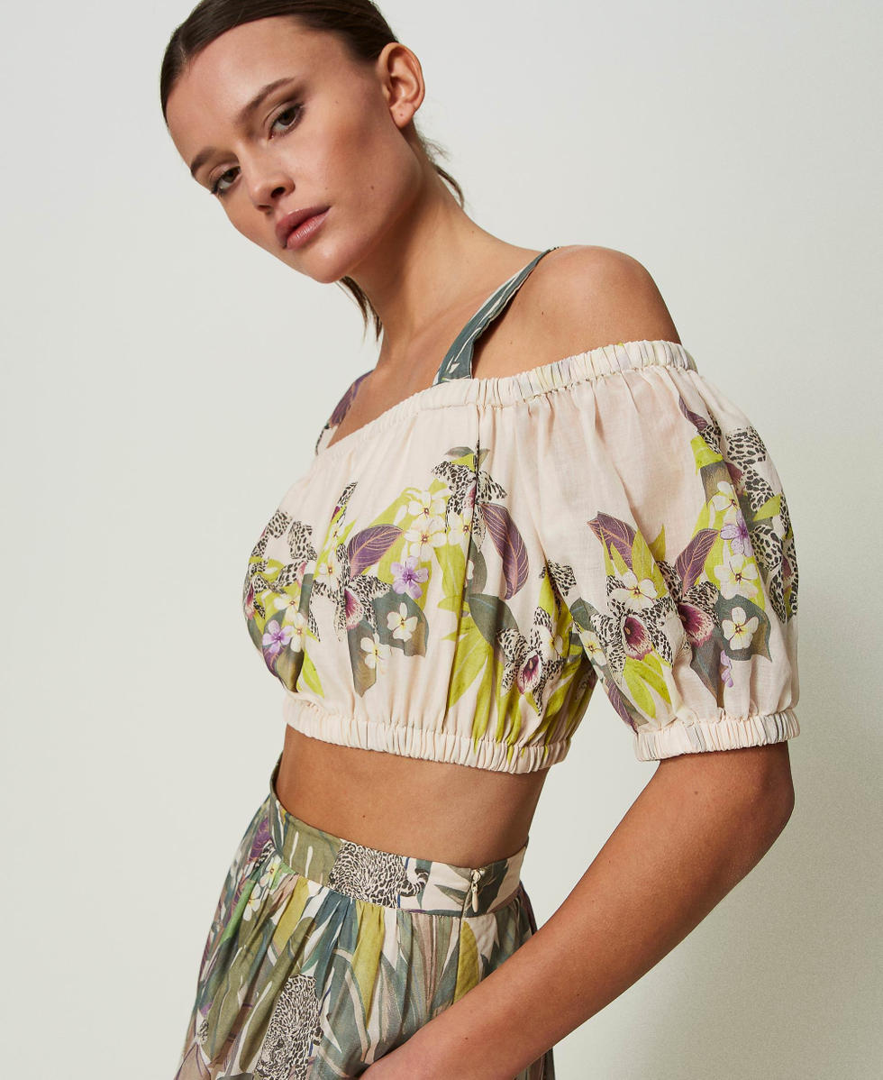 Top e gonna lunga in mussola con stampa Donna Fantasia TWINSET
