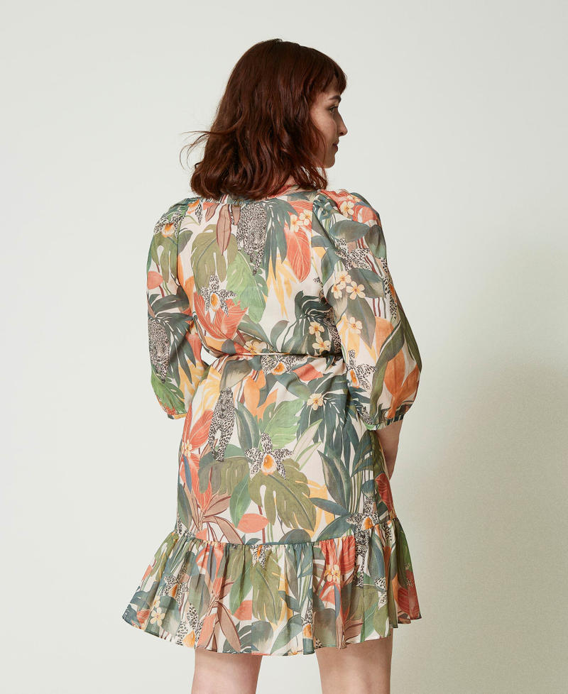 Short muslin dress with print Papaya Jungle All Over Print Woman 241TT2452-03