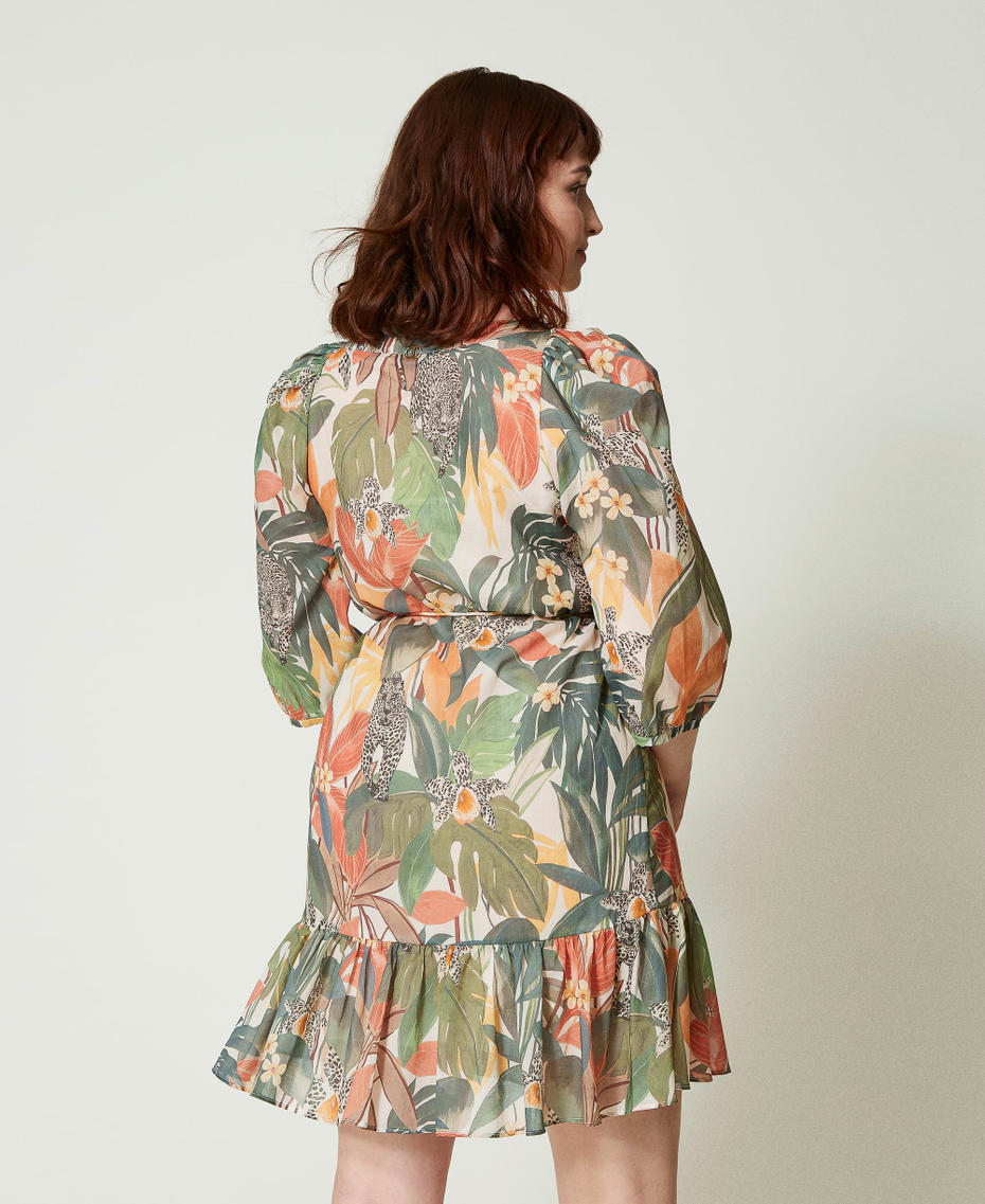Short muslin dress with print