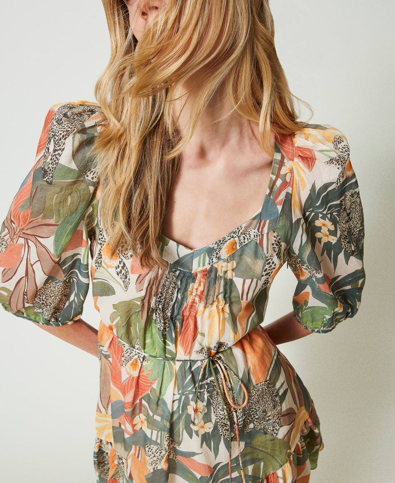 Short muslin dress with print
