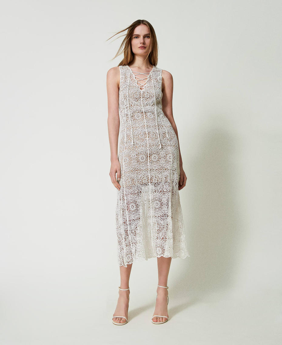 Long crochet dress White Woman 241TT3011_00001_01