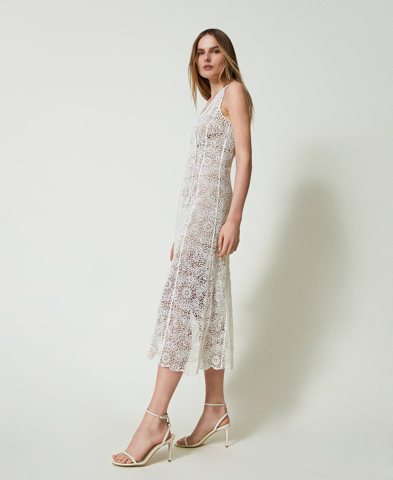 Abito crochet bianco clearance