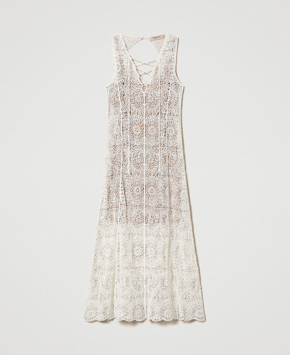 Abito lungo in tulle flock Donna, Nero | Milano