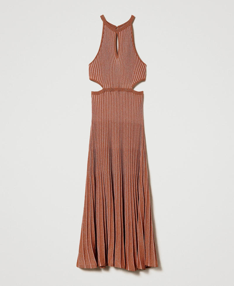 Robe longue en maille lurex plissée