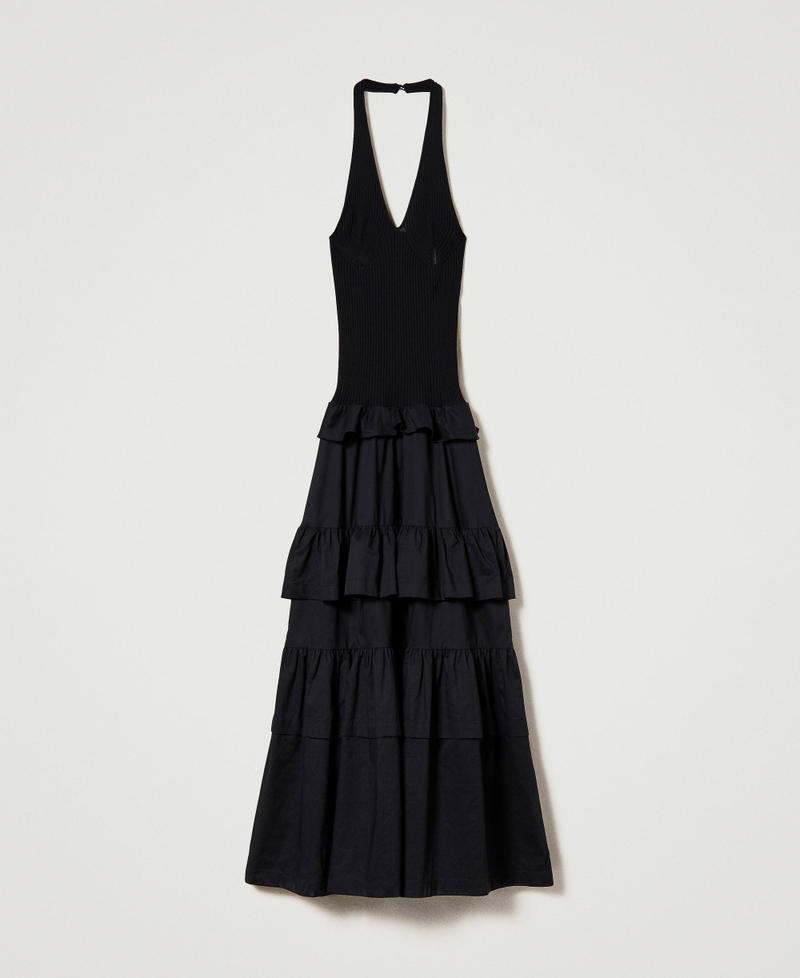 Maxikleid aus Gestrick und Musselin