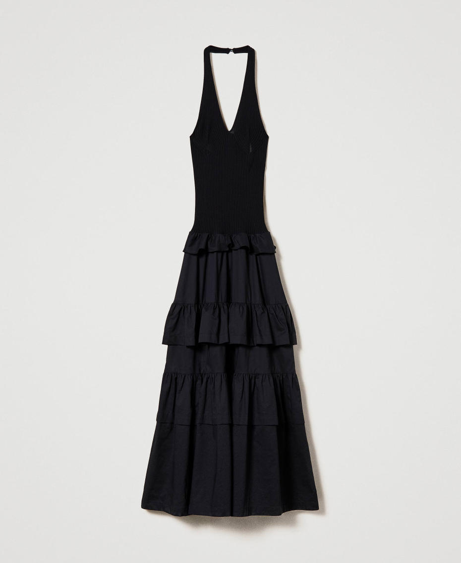 Long knit and muslin dress