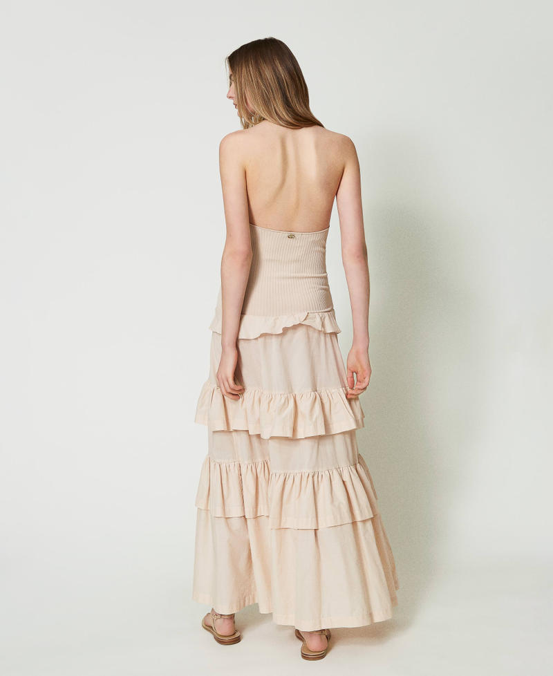 Robe longue en maille et mousseline Beige &laquo;&thinsp;Ginger Root&thinsp;&raquo; Clair Femme 241TT3091_11640_03