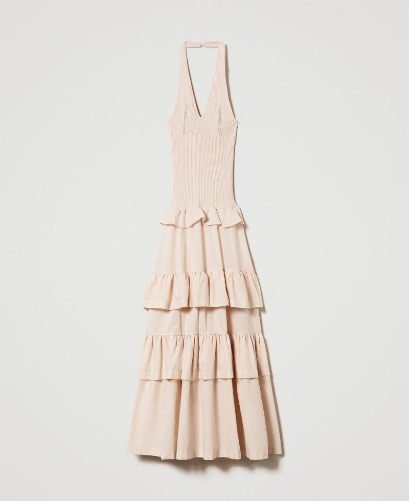 Robe longue en maille et mousseline Beige &laquo;&thinsp;Ginger Root&thinsp;&raquo; Clair Femme 241TT3091_11640_S0