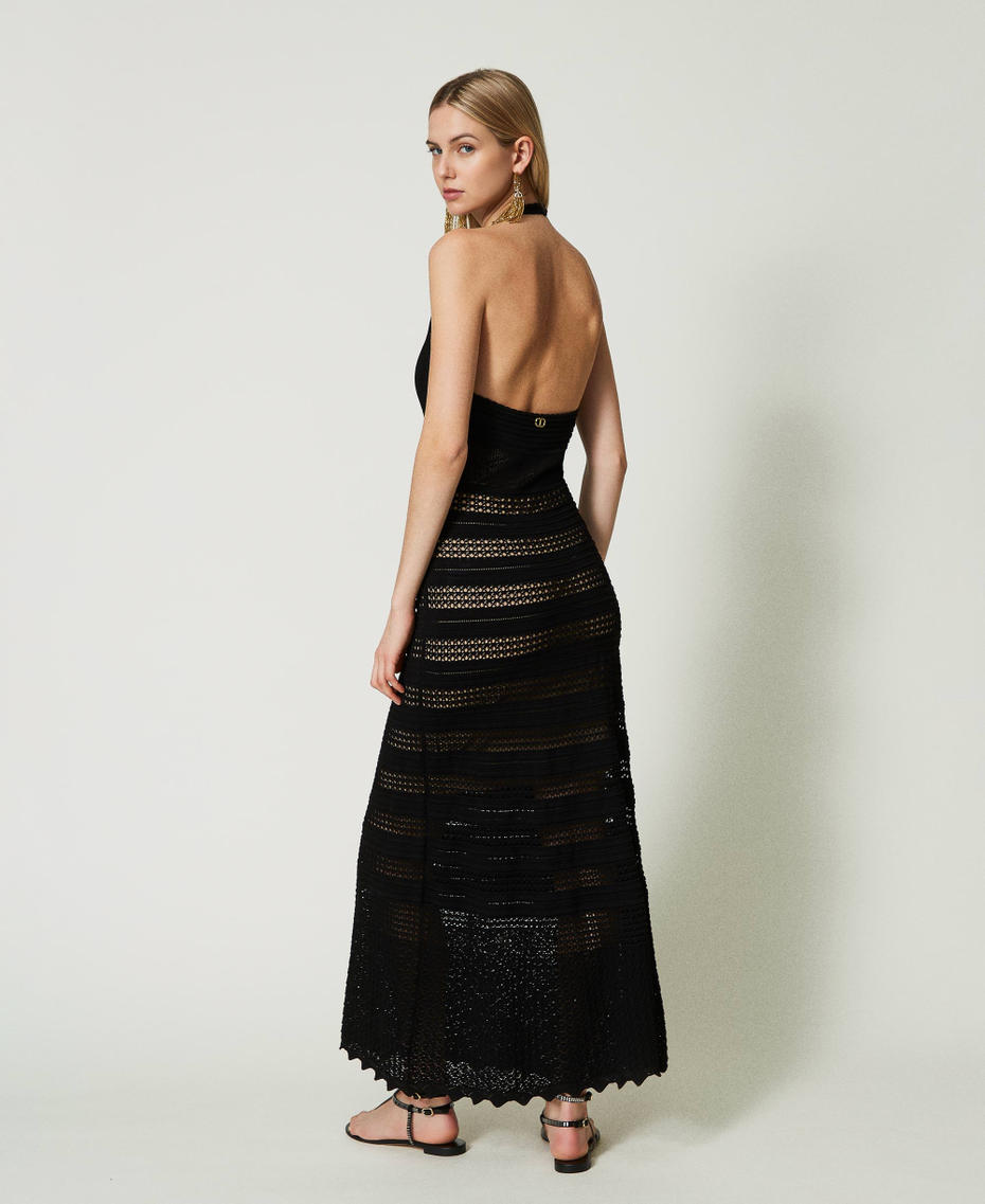 Long lace-like knit dress Black Woman 241TT3112_00006_03